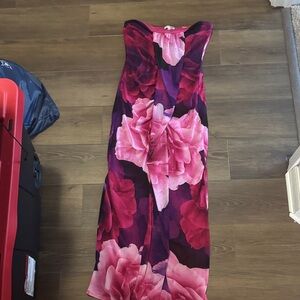 Fashion Nova Pink and Purple Floral Backless Dress